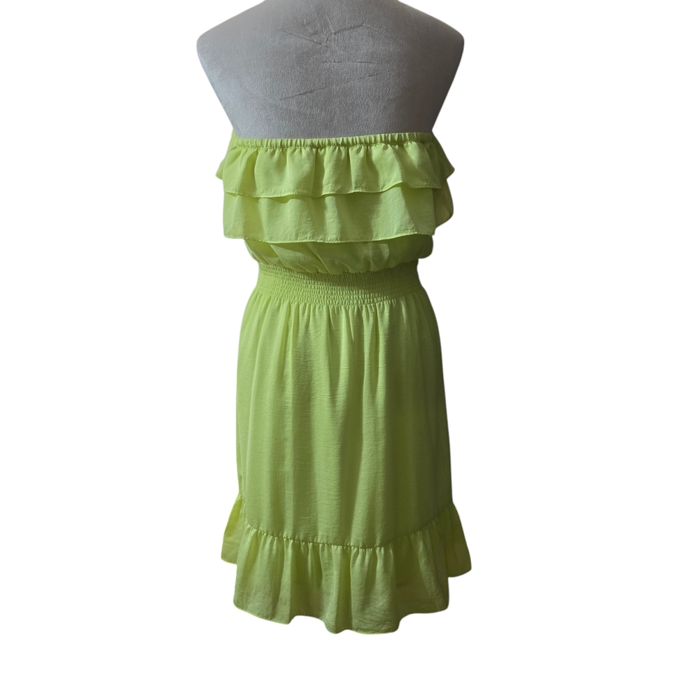 Yellow Ruffle Strapless Dress - Picture 4 of 7